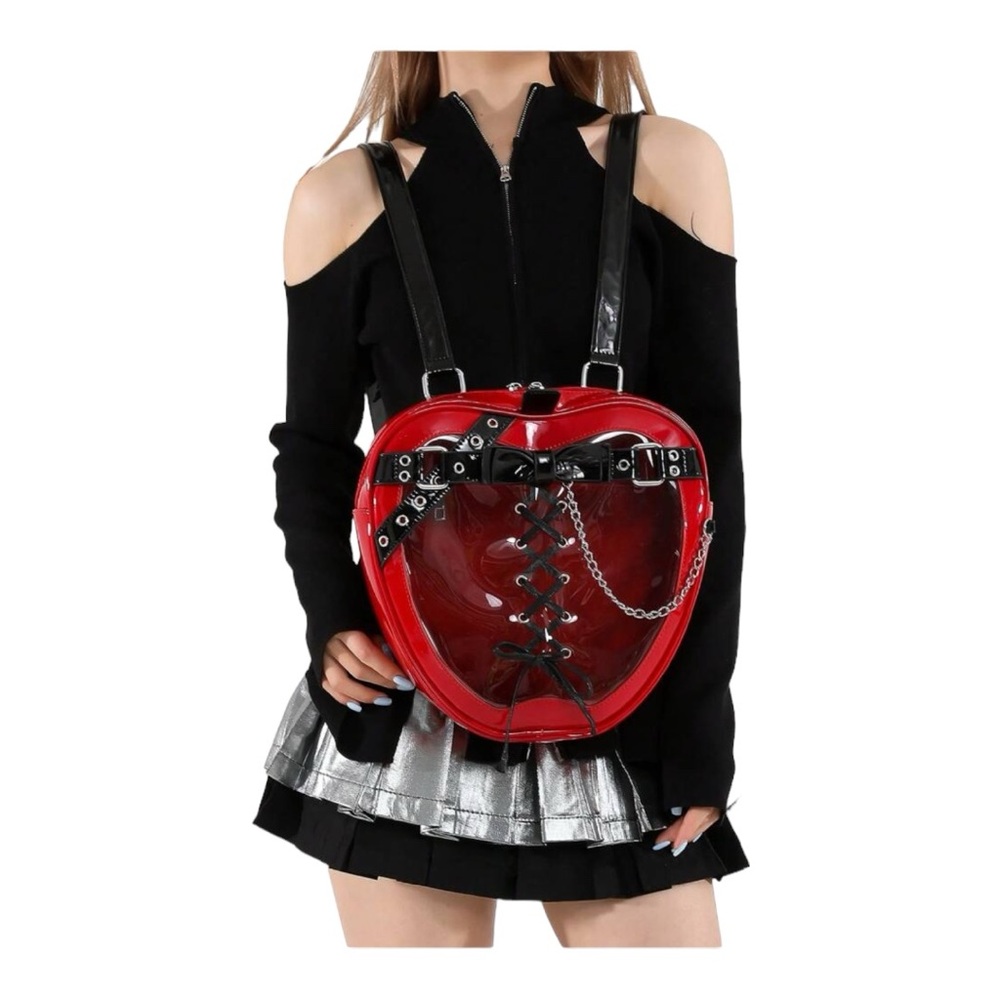 🆕  Gothic - Punk Heart Large Capacity Multi Functional Clear Pattern Backpack ❤️ - Picture 11 of 13